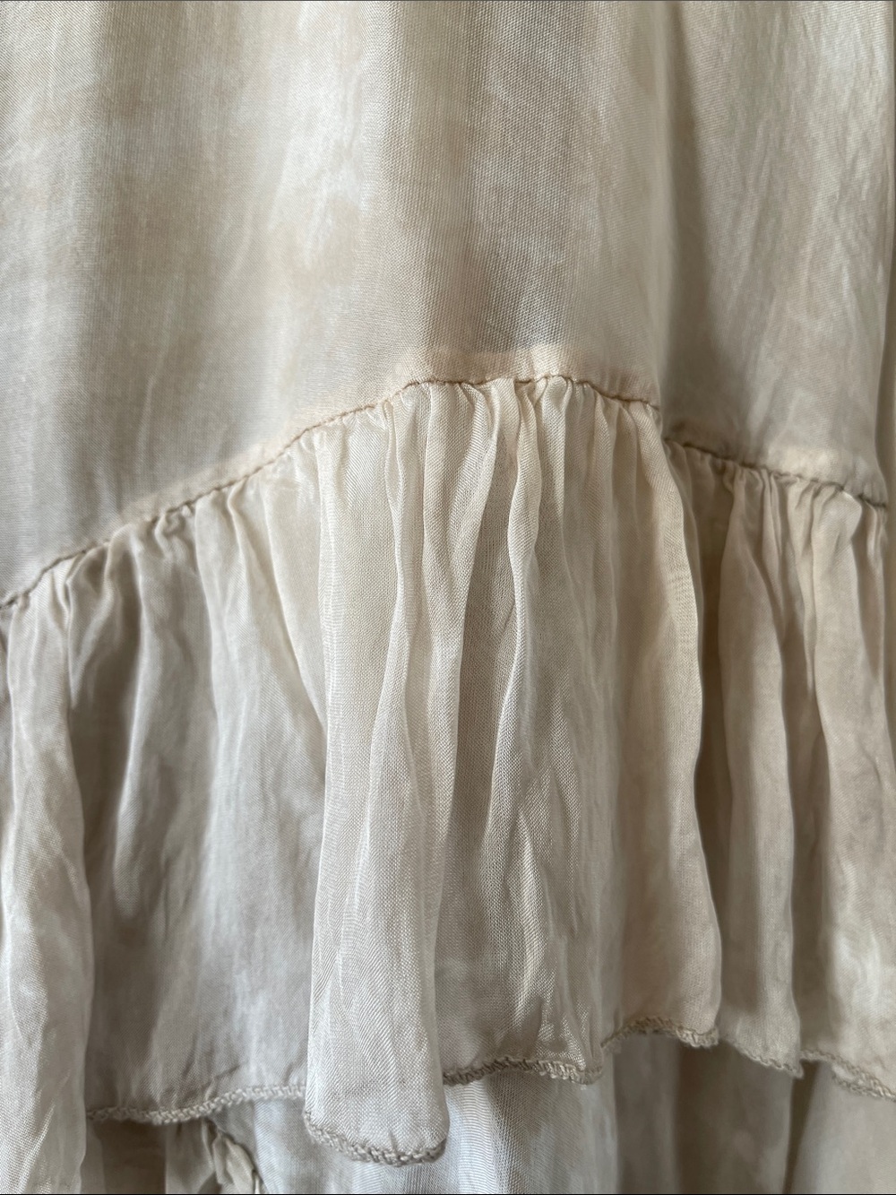 Italian Silk blend Cream Ruffle Hem Blouse - Picture 3 of 14